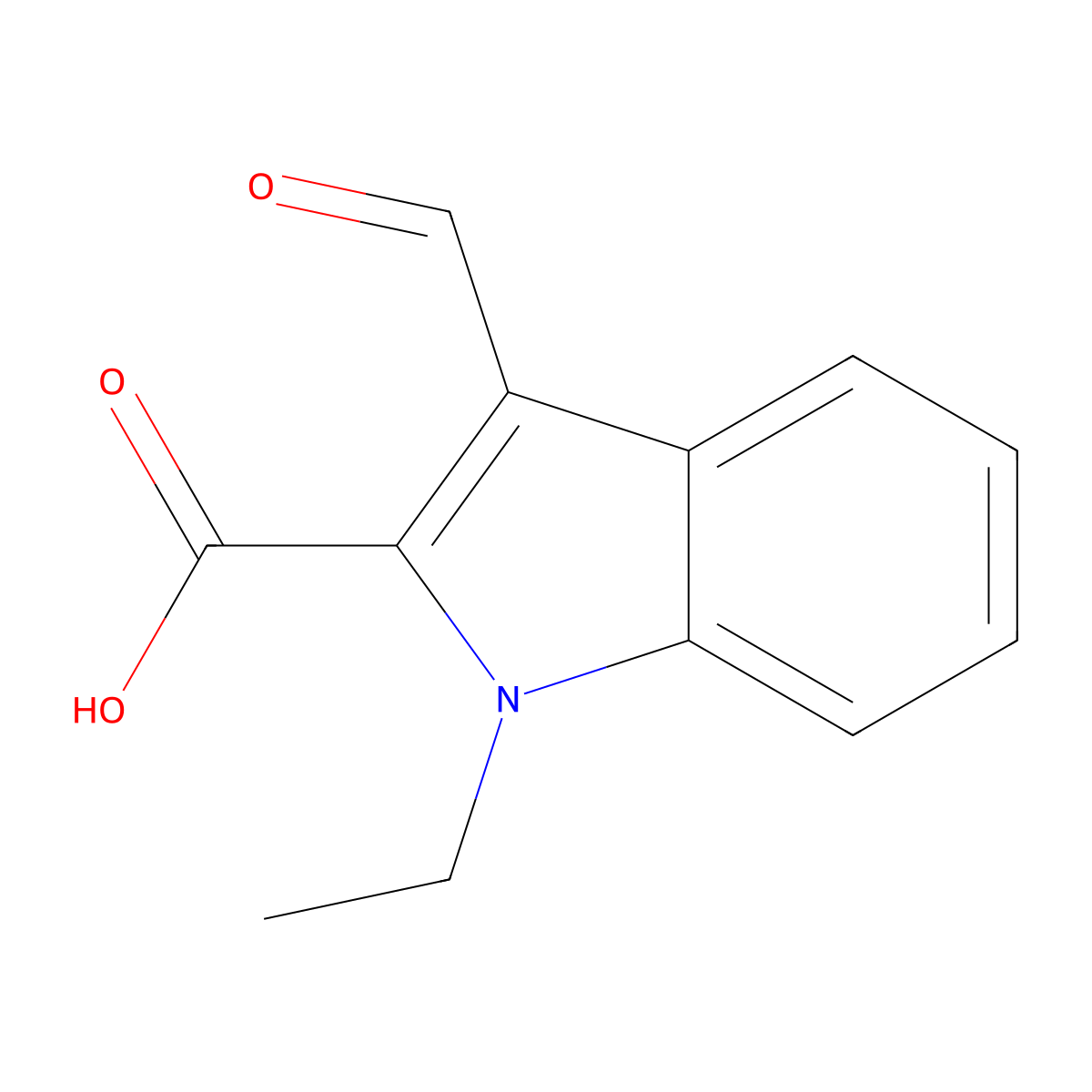 1-ethyl-3-formyl-1H-indole-2-carboxylic acid molecular structure, CAS 78358-23-3