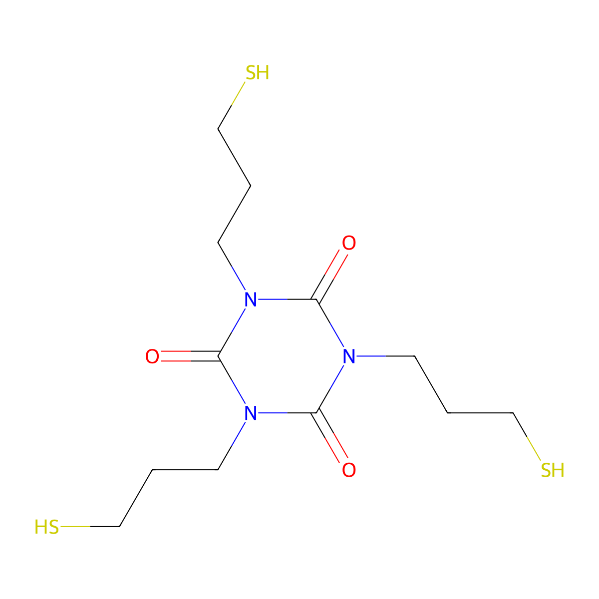 1,3,5-Tris(3-sulfanylpropyl)-1,3,5-triazinane-2,4,6-trione molecular structure, CAS 78366-85-5