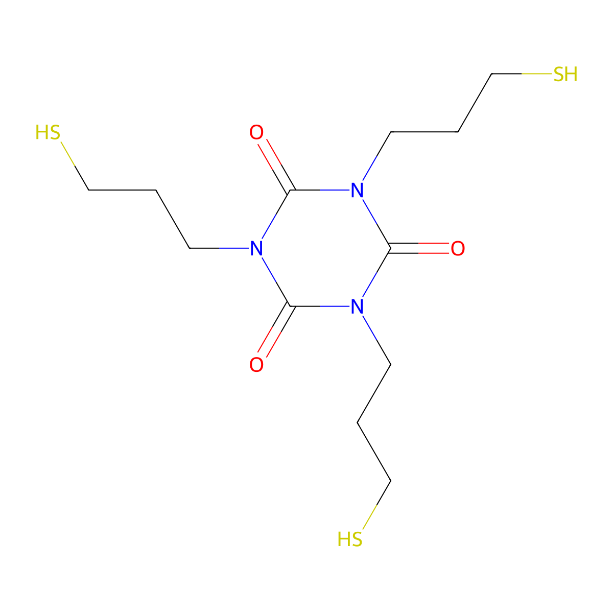 1,3,5-Tris(3-sulfanylpropyl)-1,3,5-triazinane-2,4,6-trione molecular structure, CAS 78366-85-5