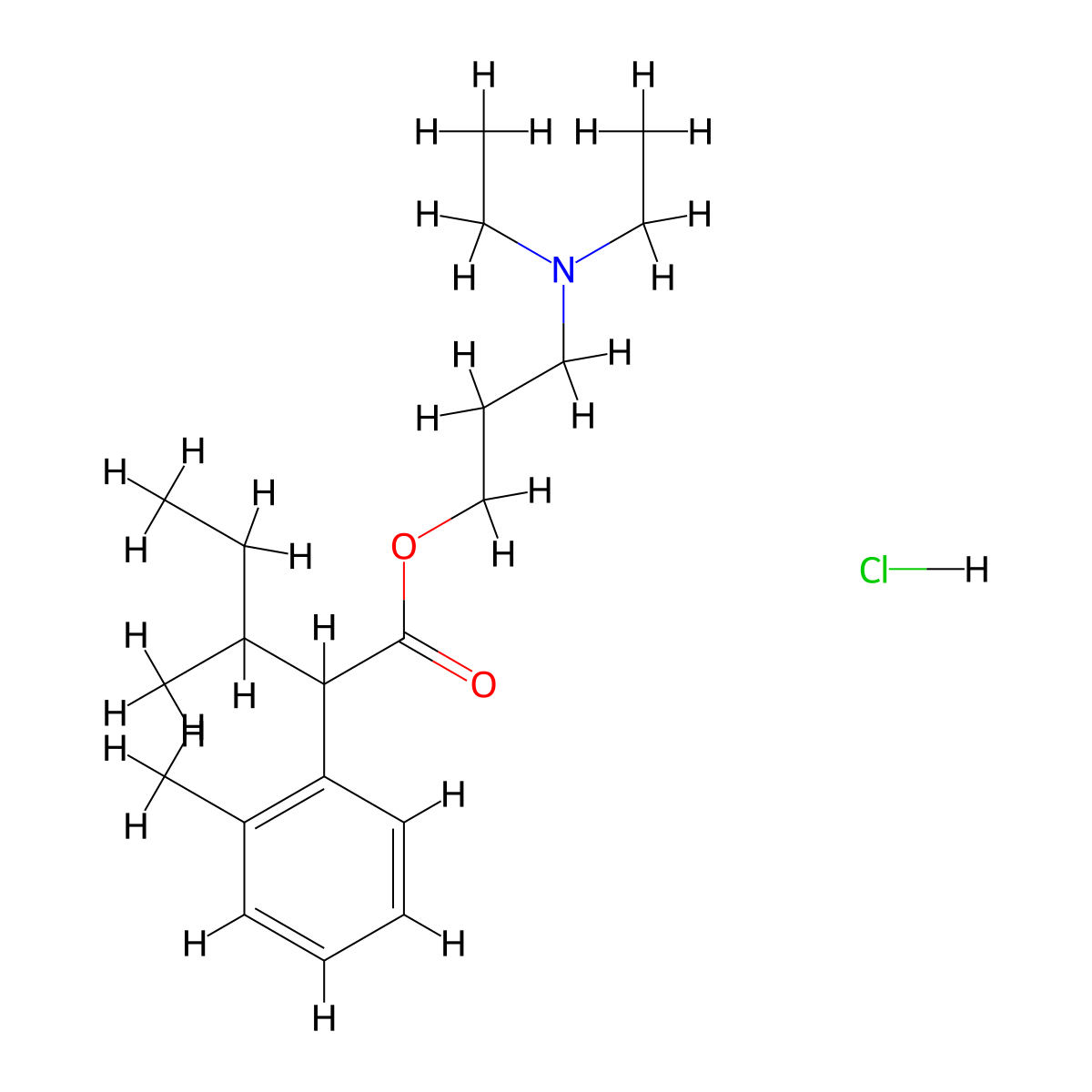 Valeric acid, 3-methyl-2-(o-methylphenyl)-, 3-(diethylamino)propyl ester, hydrochloride molecular structure, CAS 78372-11-9