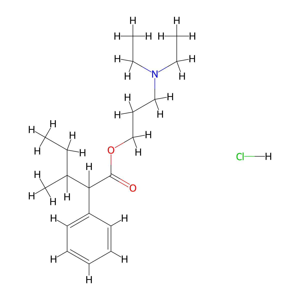 Valeric acid, 3-methyl-2-phenyl-, 3-(diethylamino)propyl ester, hydrochloride molecular structure, CAS 78372-13-1