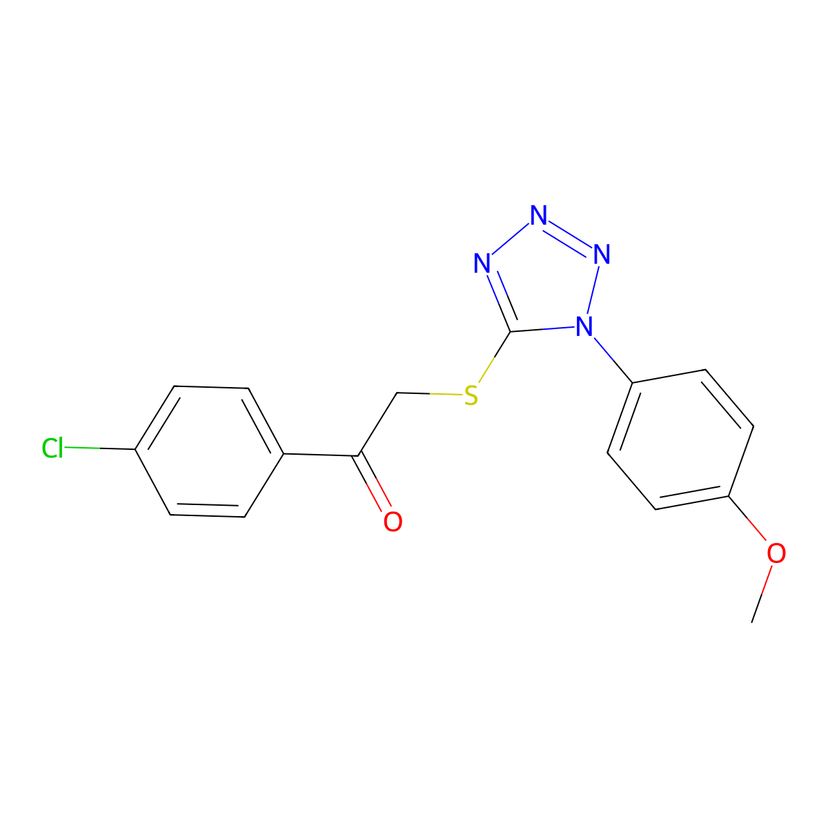 1-(4-Chlorophenyl)-2-[1-(4-methoxyphenyl)tetrazol-5-yl]sulfanylethanone molecular structure, CAS 78373-03-2