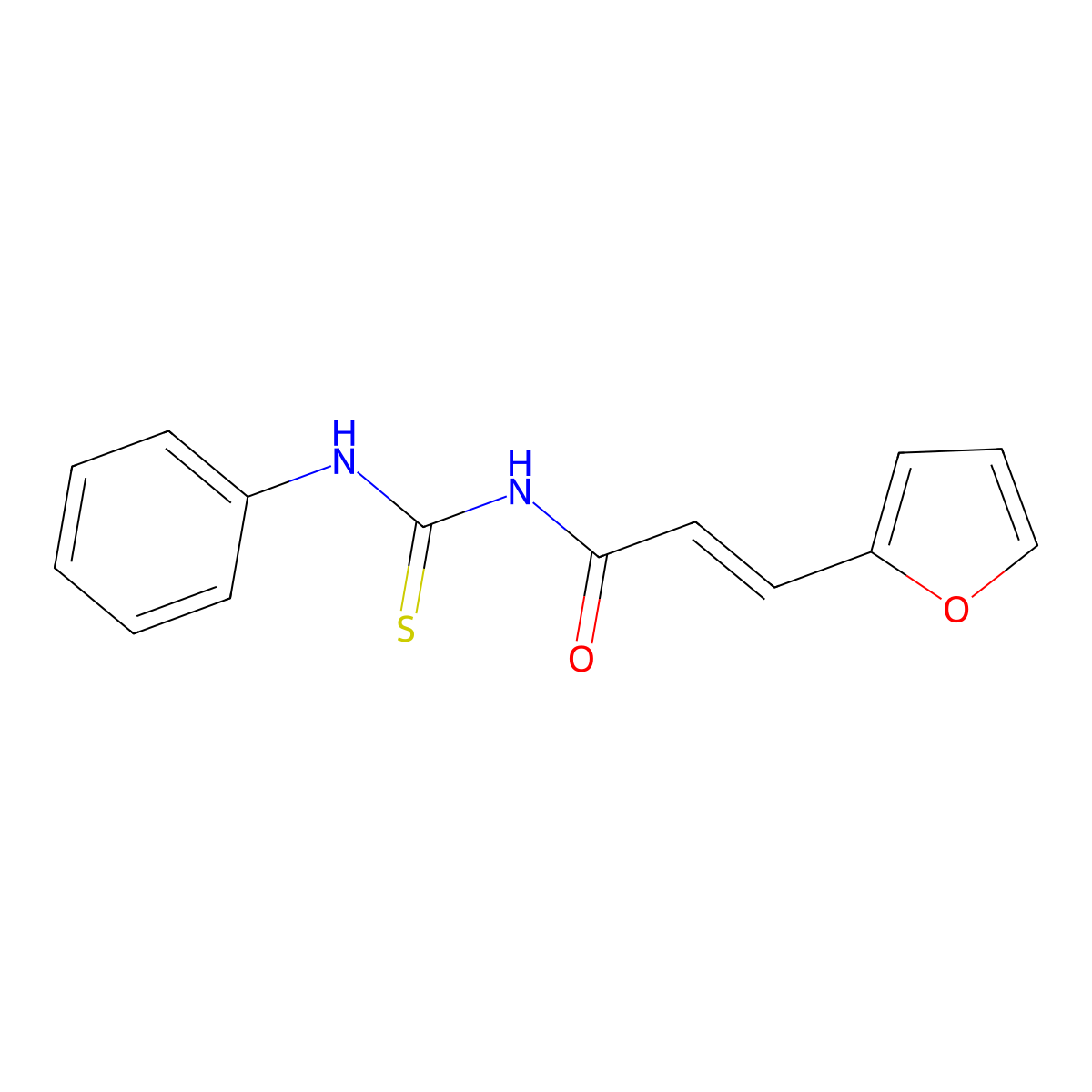 2-Propenamide, 3-(2-furanyl)-N-[(phenylamino)thioxomethyl]- molecular structure, CAS 78374-83-1