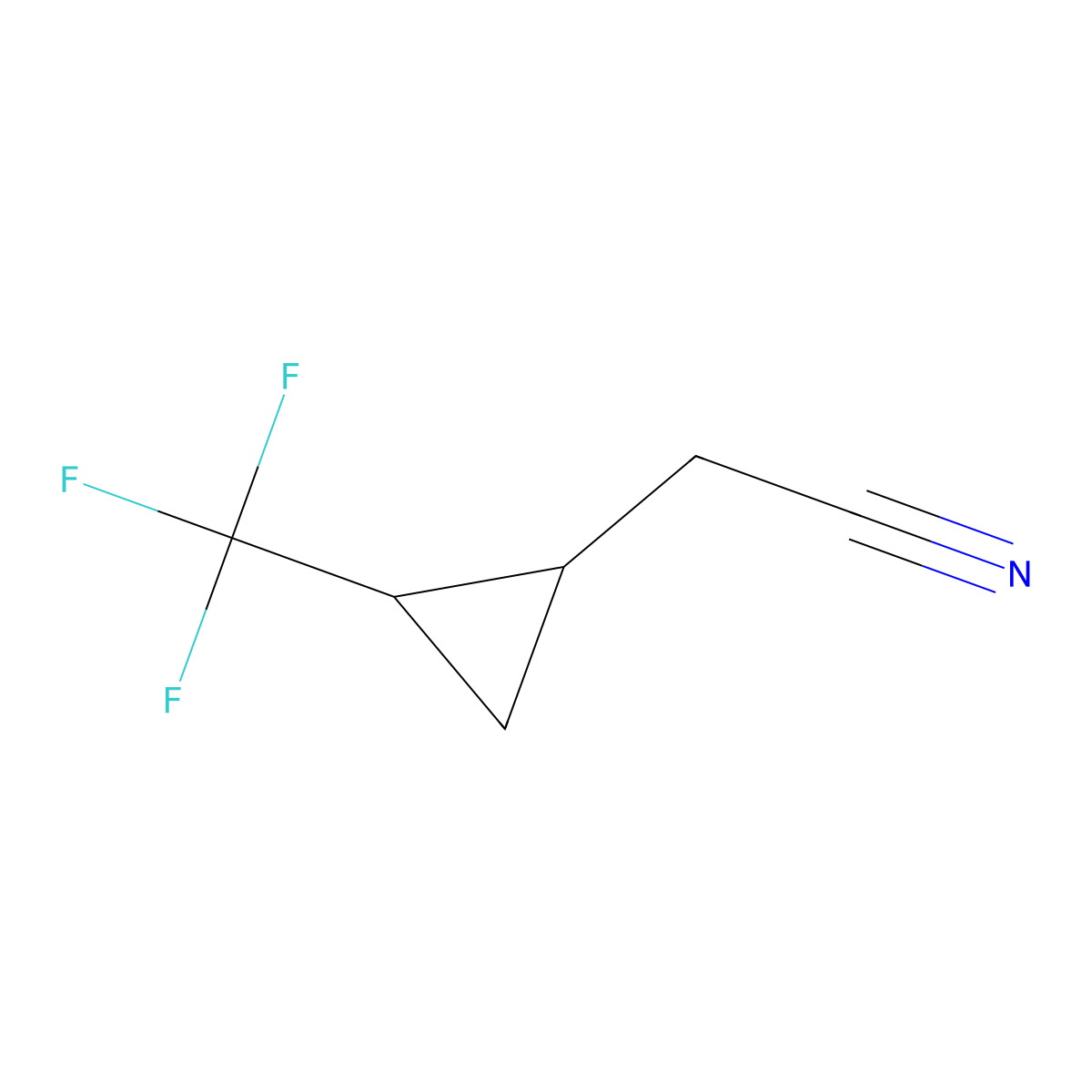 rac-2-((1R,2S)-2-(trifluoromethyl)cyclopropyl)acetonitrile molecular structure, CAS 78376-91-7