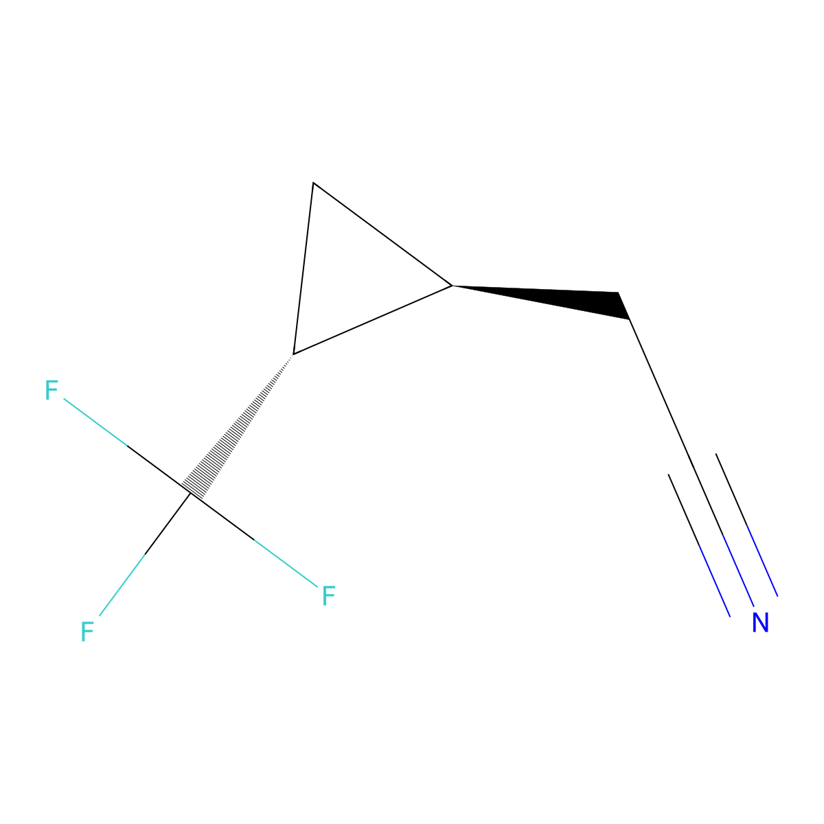 rac-2-((1R,2S)-2-(trifluoromethyl)cyclopropyl)acetonitrile molecular structure, CAS 78376-91-7