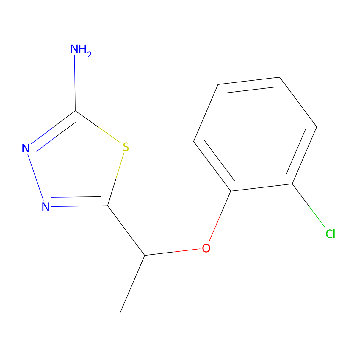 5-[1-(2-Chloro-phenoxy)-ethyl]-[1,3,4]thiadiazol-2-ylamine molecular structure, CAS 78385-17-8