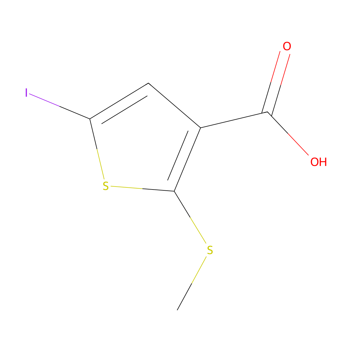 5-Iodo-2-(methylthio)thiophene-3-carboxylic acid molecular structure, CAS 78395-05-8