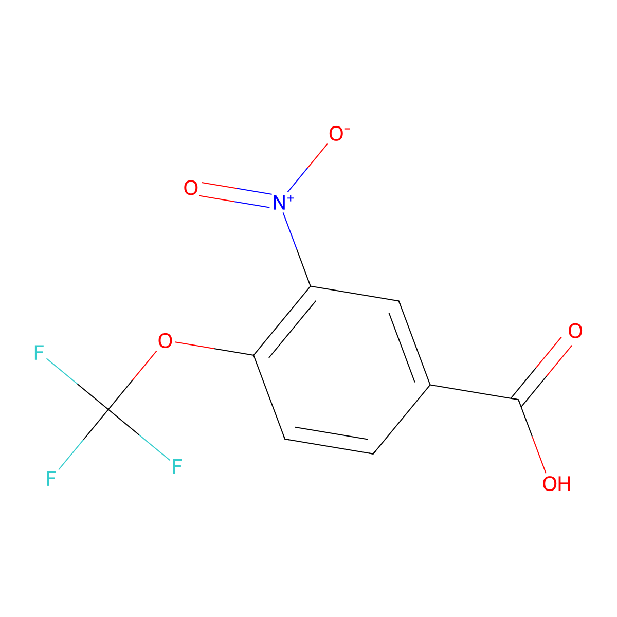 3-Nitro-4-(trifluoromethoxy)benzoic acid molecular structure, CAS 784-77-0