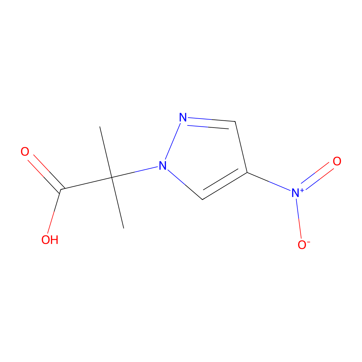 2-methyl-2-(4-nitro-1H-pyrazol-1-yl)propanoic acid molecular structure, CAS 784132-06-5
