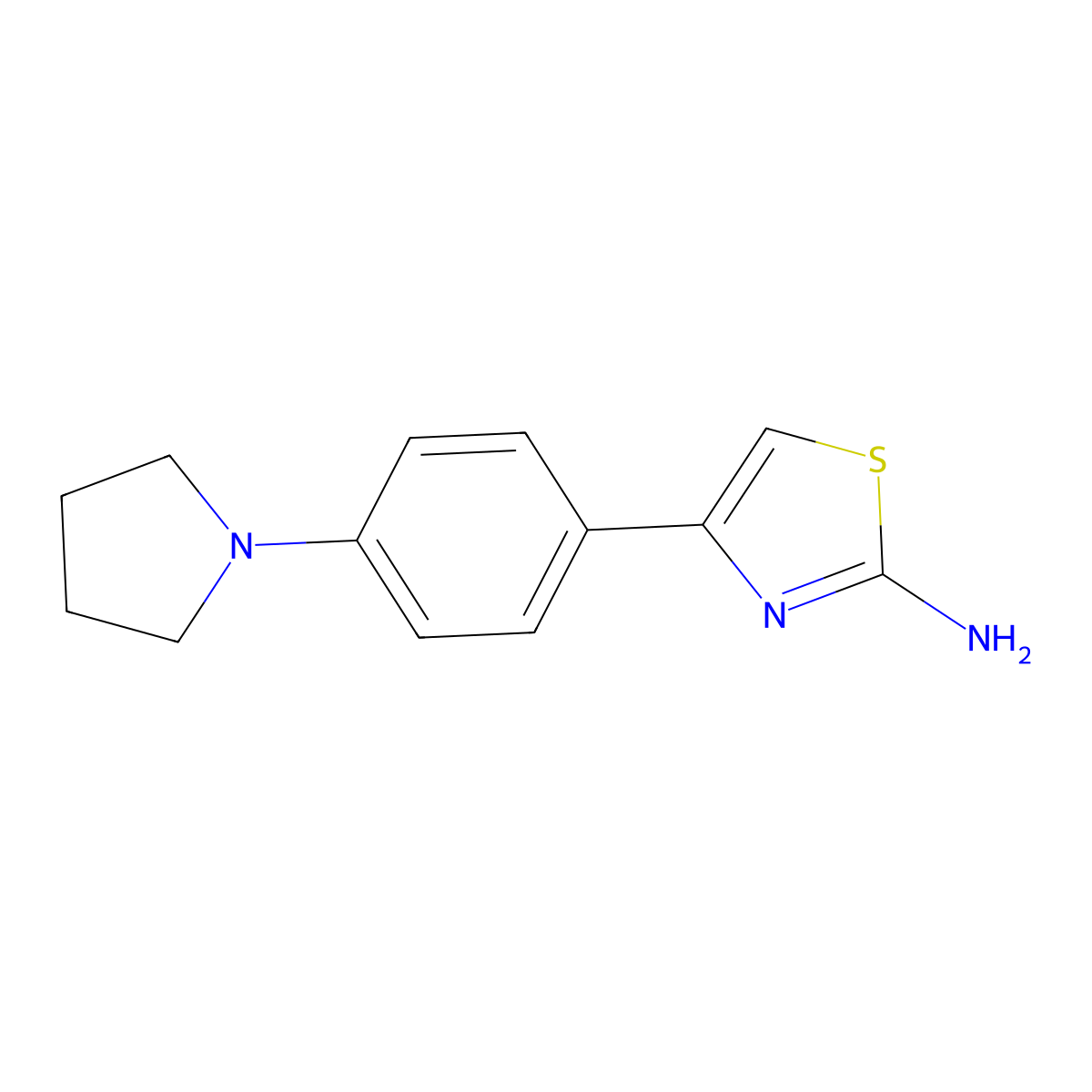 4-(4-(1-Pyrrolidinyl)Phenyl)-1,3-Thiazol-2-Ylamine molecular structure, CAS 784136-89-6