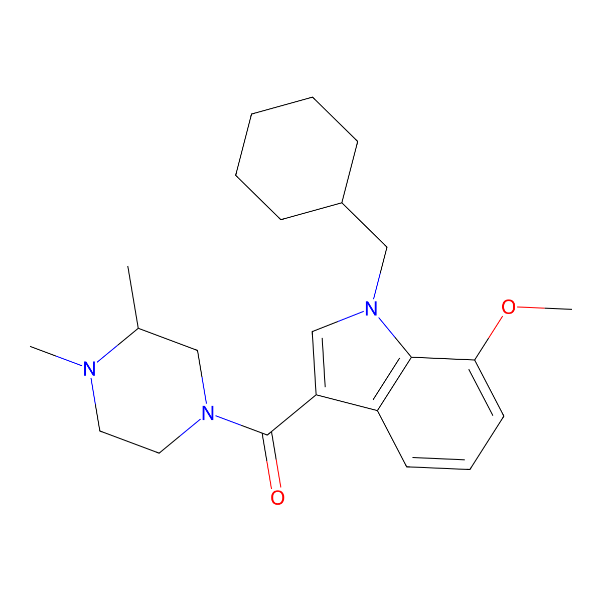 [1-(Cyclohexylmethyl)-7-methoxyindol-3-yl]-(3,4-dimethylpiperazin-1-yl)methanone molecular structure, CAS 784138-08-5