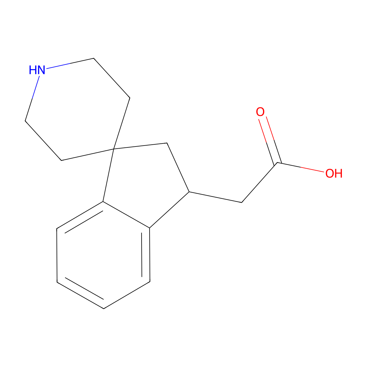 2-(2,3-Dihydrospiro[indene-1,4'-piperidin]-3-yl)acetic acid molecular structure, CAS 784139-00-0