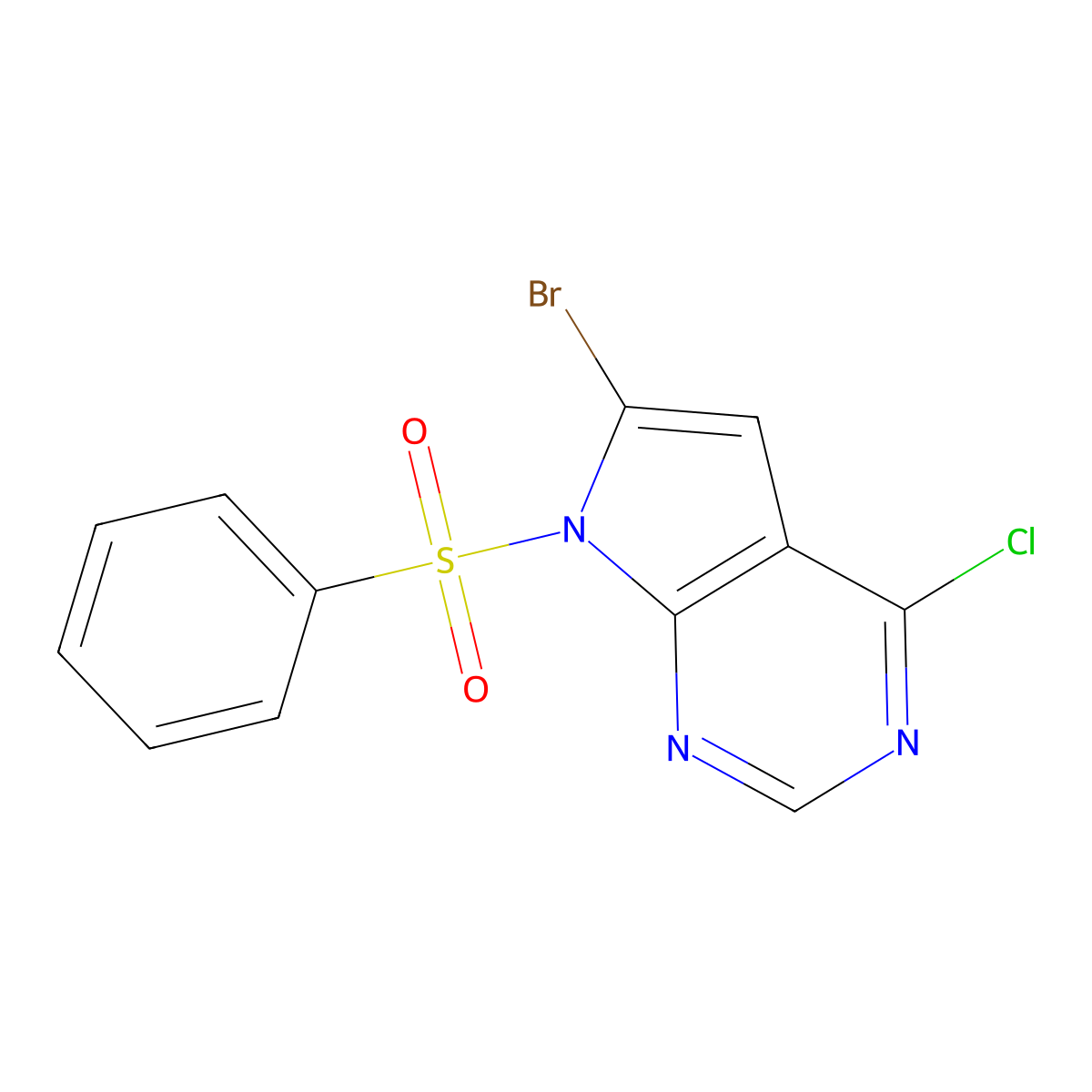 6-Bromo-4-chloro-7-(phenylsulfonyl)-7h-pyrrolo[2,3-d]pyrimidine molecular structure, CAS 784150-40-9