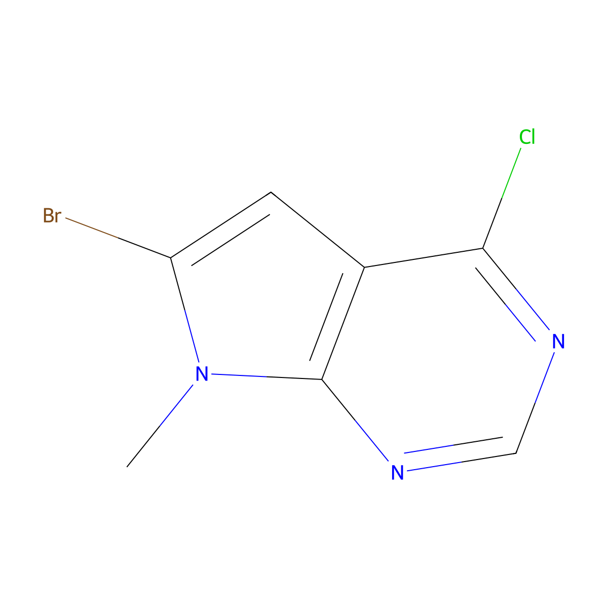 6-Bromo-4-chloro-7-methyl-7H-pyrrolo[2,3-D]pyrimidine molecular structure, CAS 784150-42-1