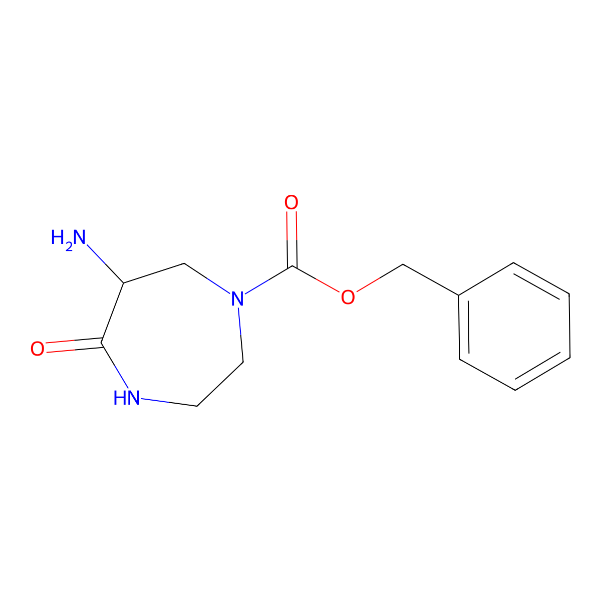 Benzyl 6-amino-5-oxo-1,4-diazepane-1-carboxylate molecular structure, CAS 784156-97-4