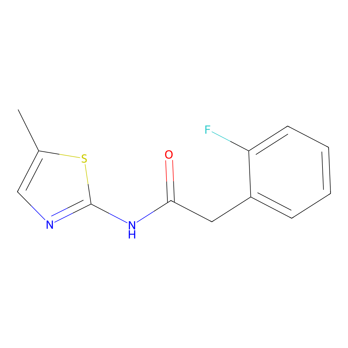 2-(2-fluorophenyl)-N-(5-methyl-1,3-thiazol-2-yl)acetamide molecular structure, CAS 784159-02-0