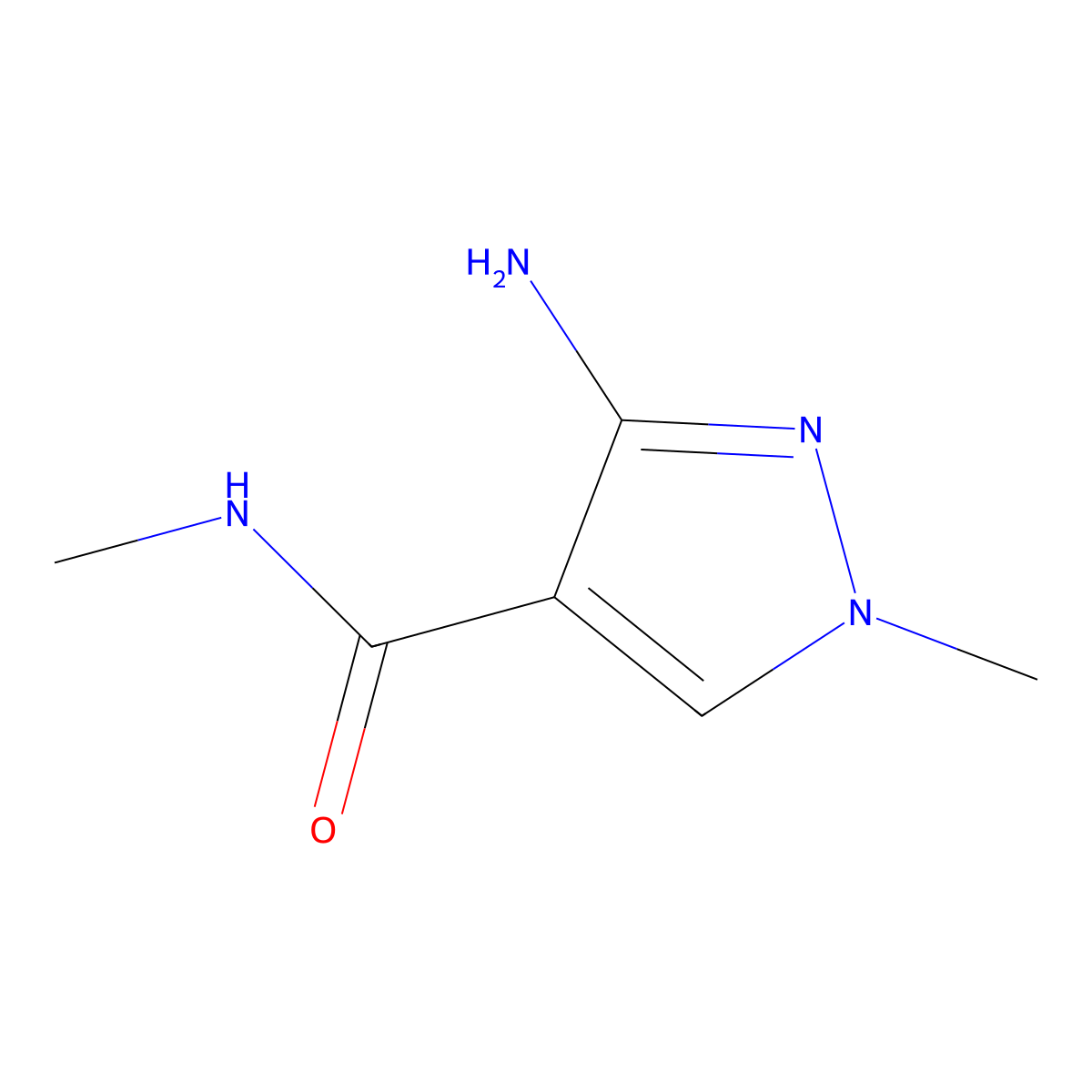 3-amino-N,1-dimethyl-1H-pyrazole-4-carboxamide molecular structure, CAS 78416-39-4