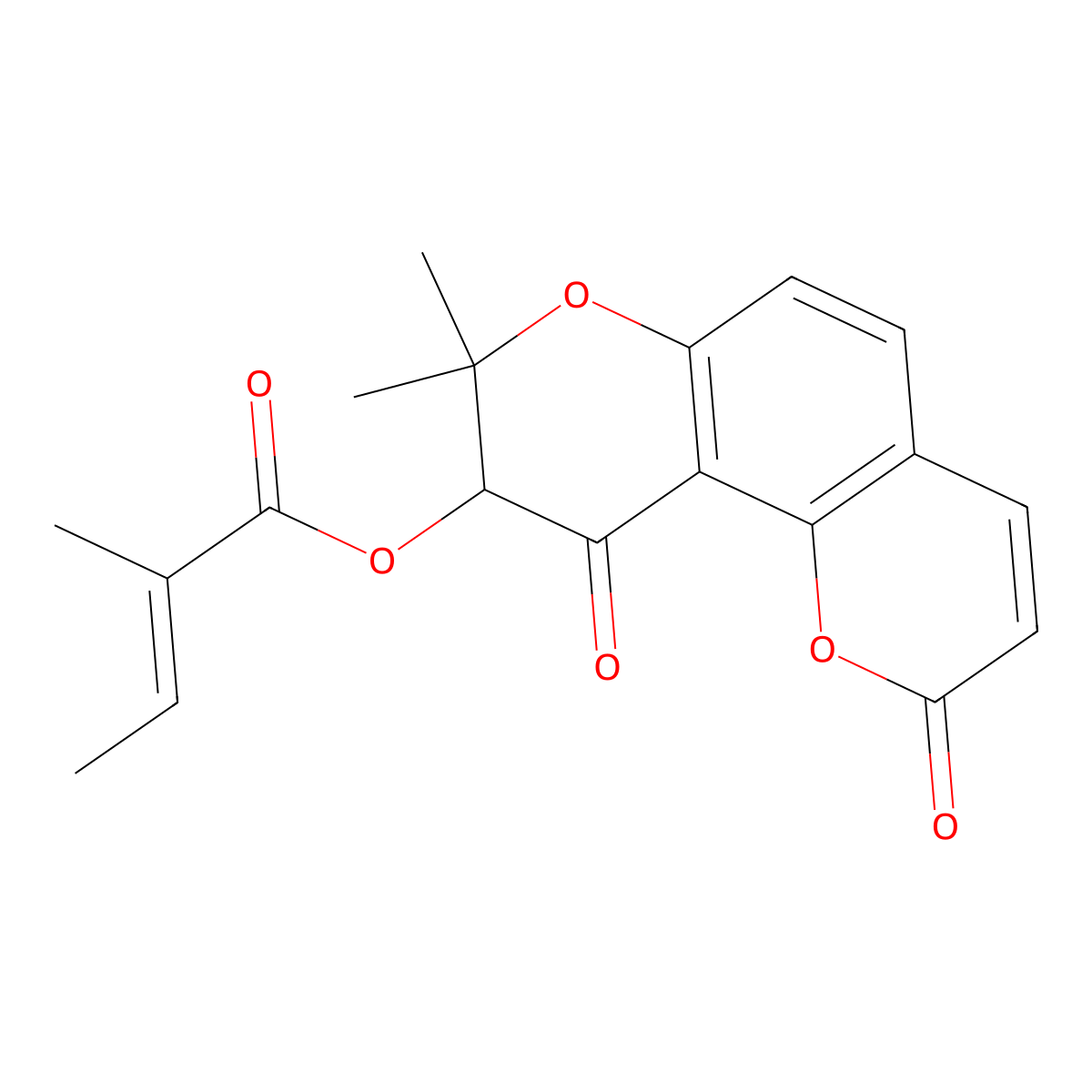 (8,8-dimethyl-2,10-dioxo-9H-pyrano[2,3-f]chromen-9-yl) (Z)-2-methylbut-2-enoate molecular structure, CAS 78416-90-7