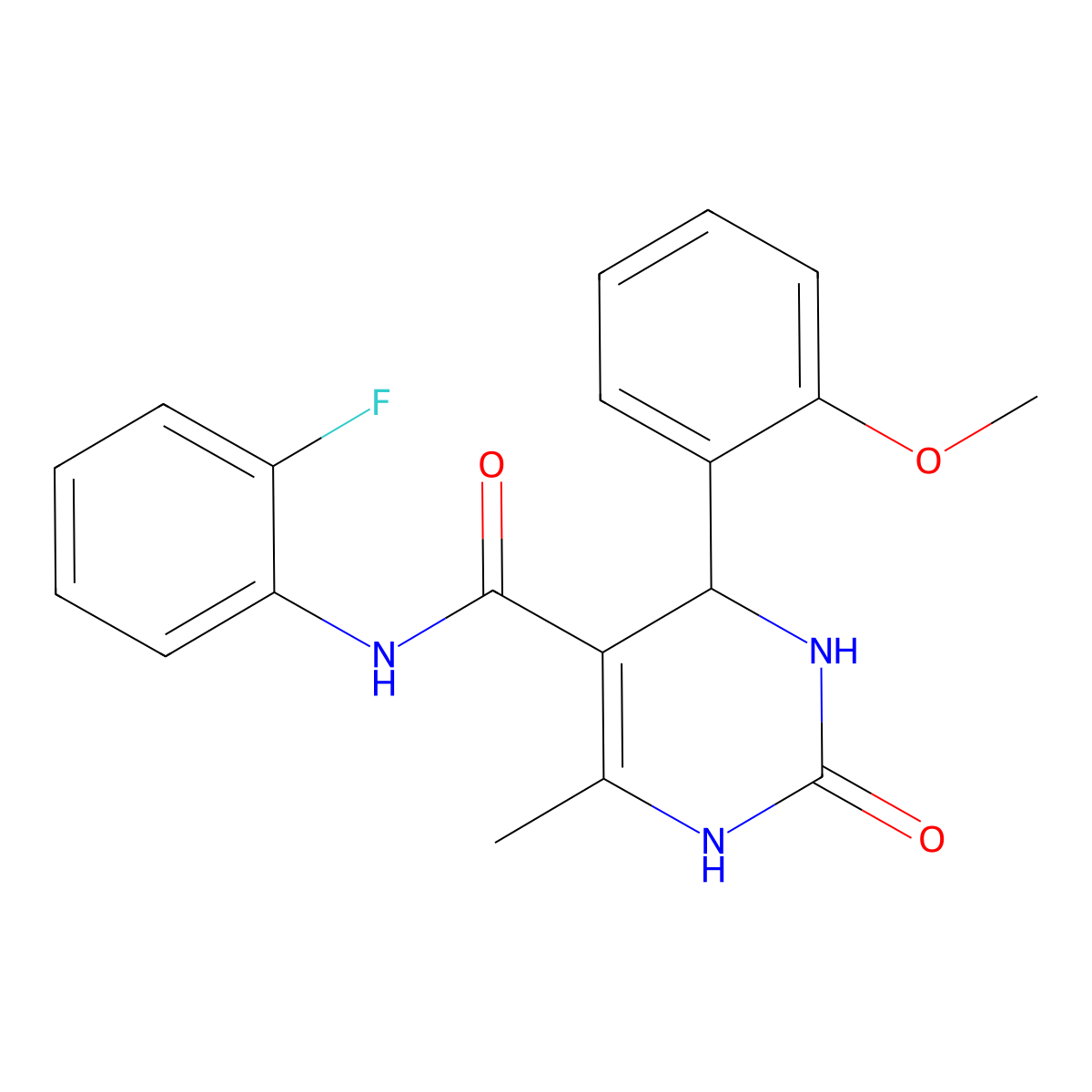 N-(2-fluorophenyl)-4-(2-methoxyphenyl)-6-methyl-2-oxo-1,2,3,4-tetrahydropyrimidine-5-carboxamide molecular structure, CAS 784162-96-5