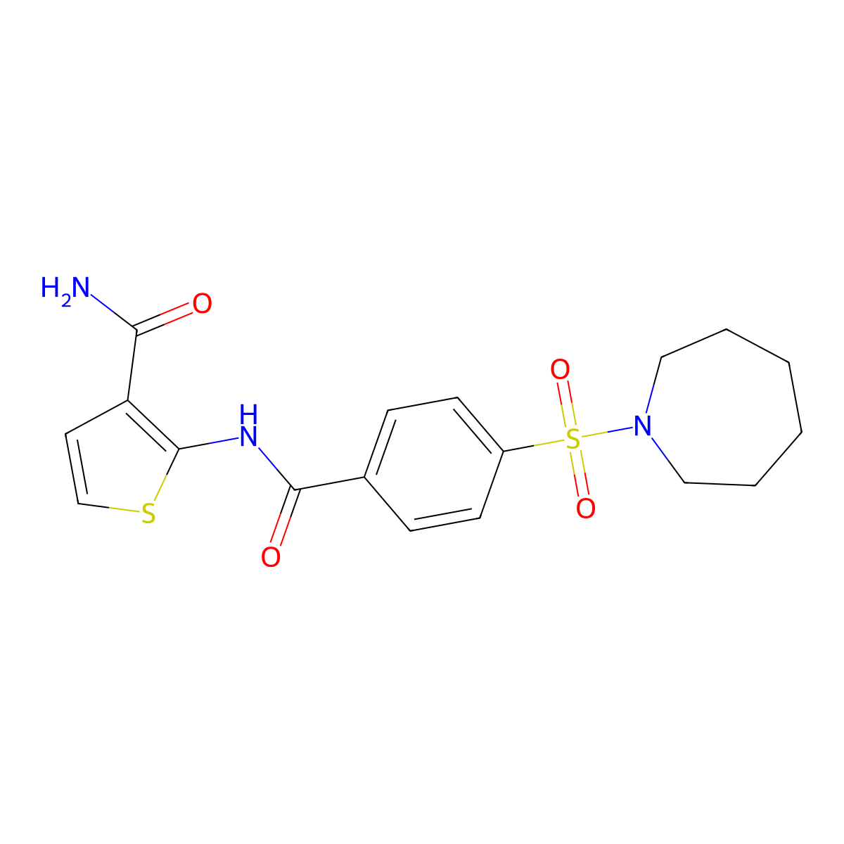 2-(4-(Azepan-1-ylsulfonyl)benzamido)thiophene-3-carboxamide molecular structure, CAS 784165-42-0