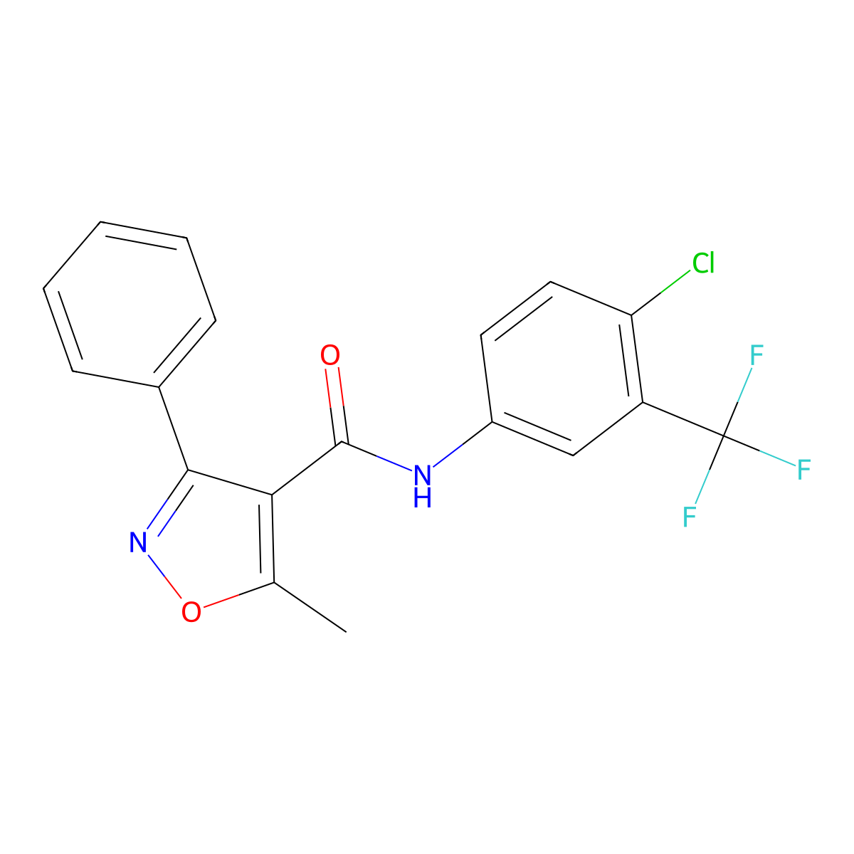 N-[4-chloro-3-(trifluoromethyl)phenyl]-5-methyl-3-phenyl-1,2-oxazole-4-carboxamide molecular structure, CAS 784166-81-0
