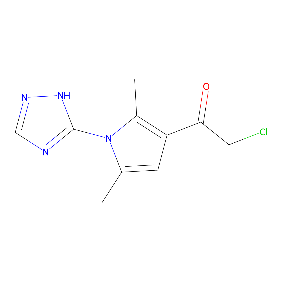 2-chloro-1-[2,5-dimethyl-1-(1H-1,2,4-triazol-5-yl)-1H-pyrrol-3-yl]ethan-1-one molecular structure, CAS 784171-52-4