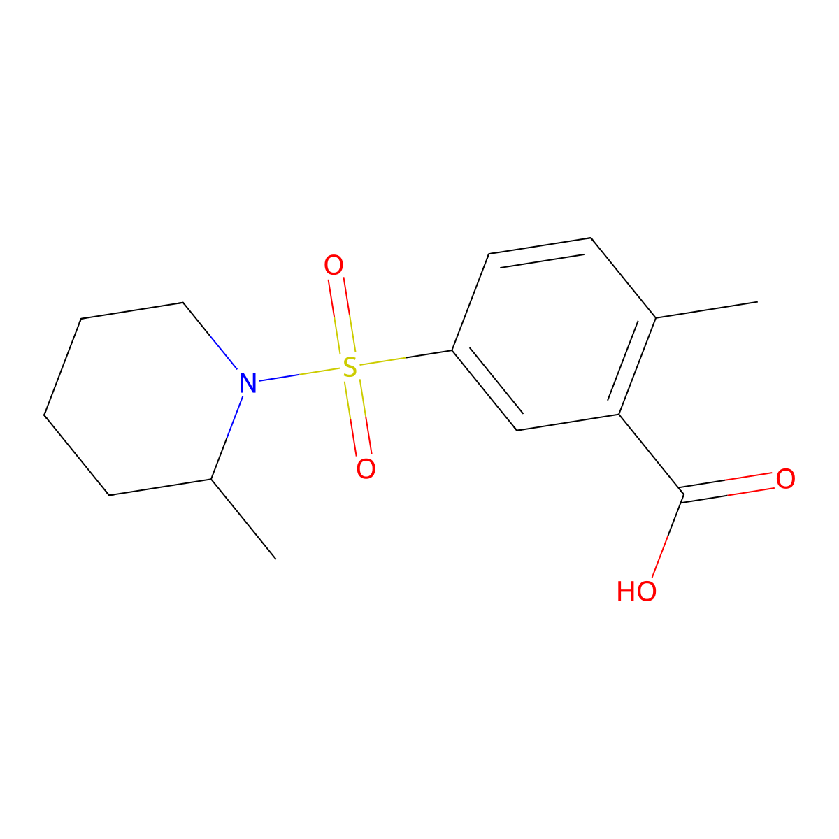2-Methyl-5-[(2-methylpiperidin-1-yl)sulfonyl]benzoic acid molecular structure, CAS 784171-98-8