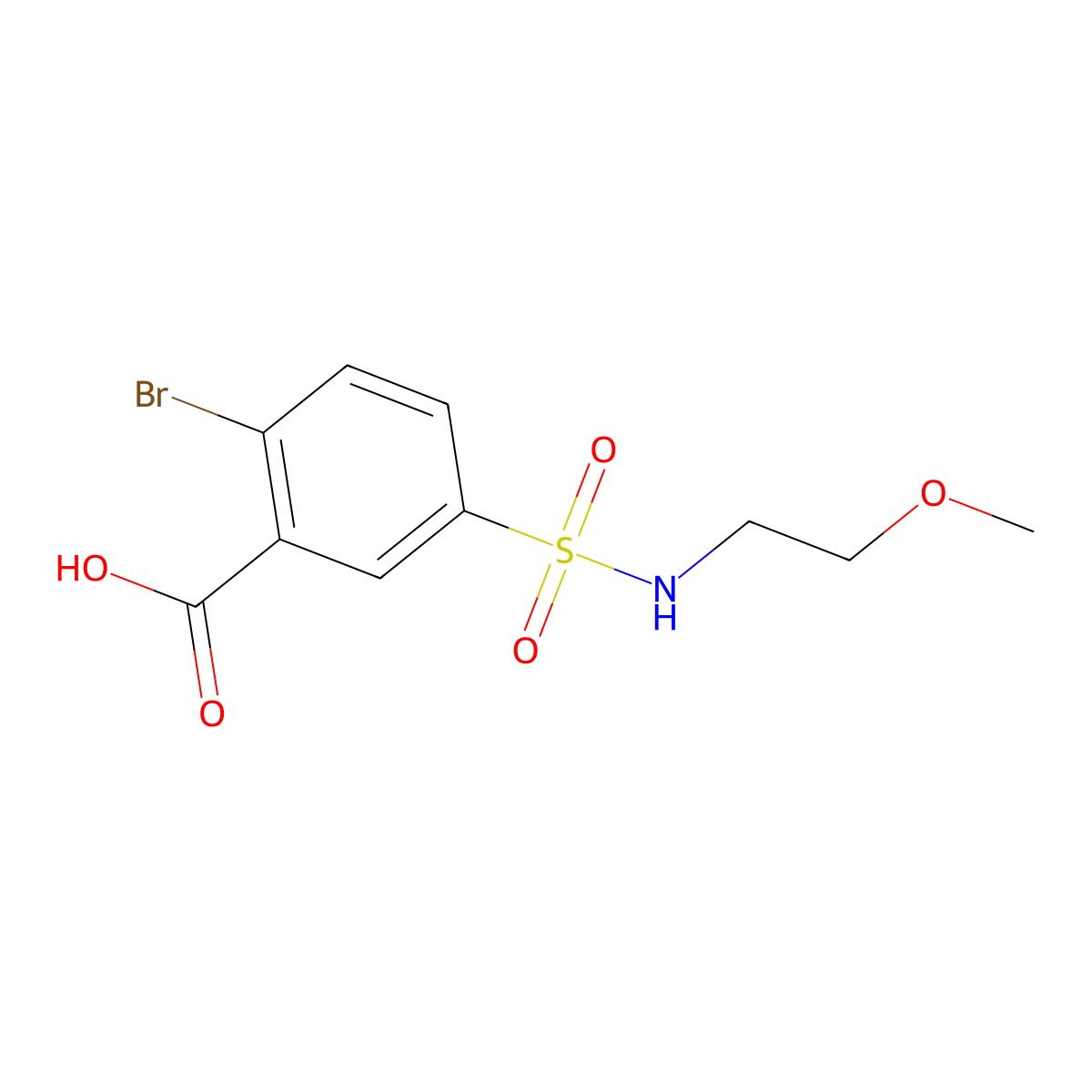 2-Bromo-5-((2-methoxyethyl)sulfamoyl)benzoic acid molecular structure, CAS 784171-99-9