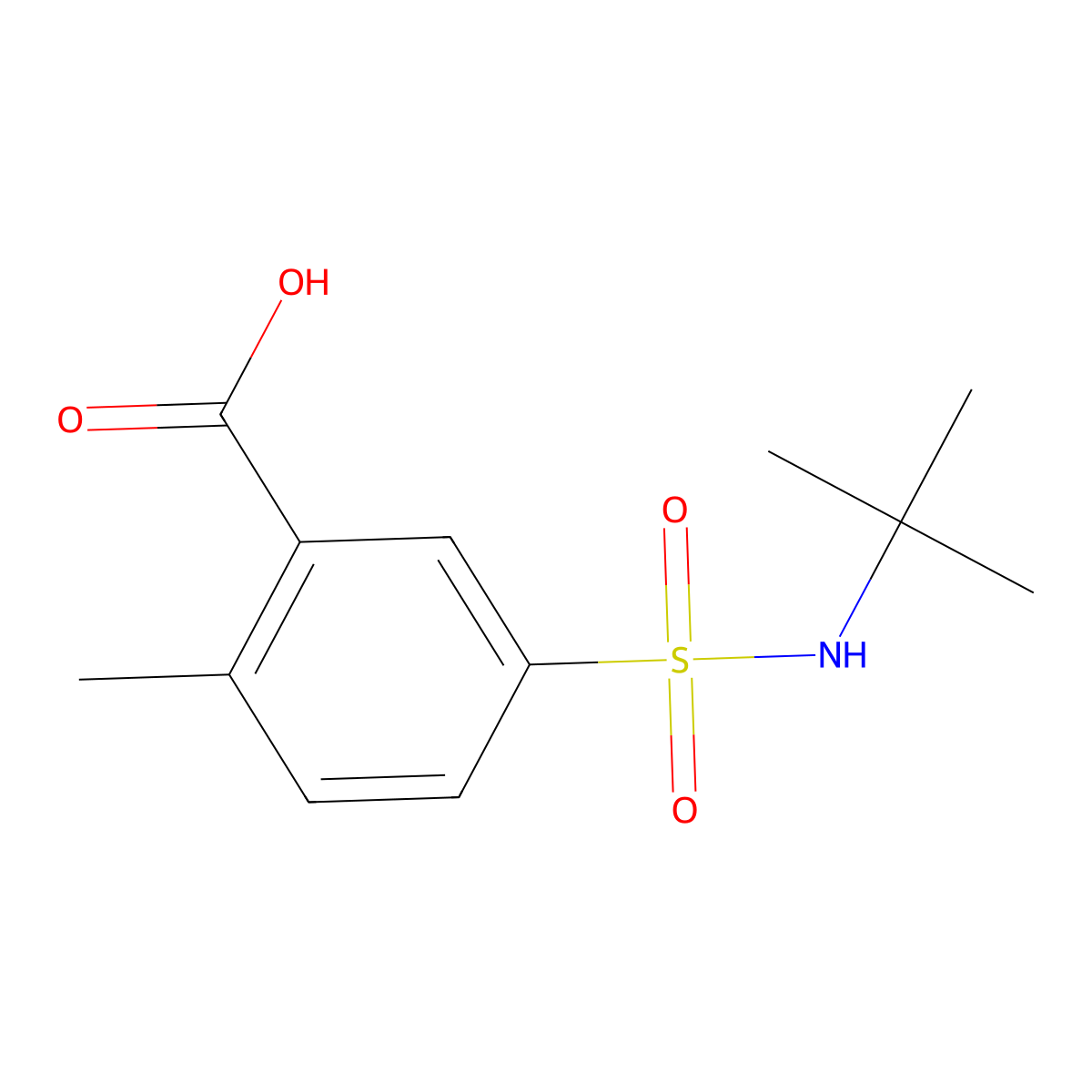 5-(Tert-butylsulfamoyl)-2-methylbenzoic acid molecular structure, CAS 784172-01-6