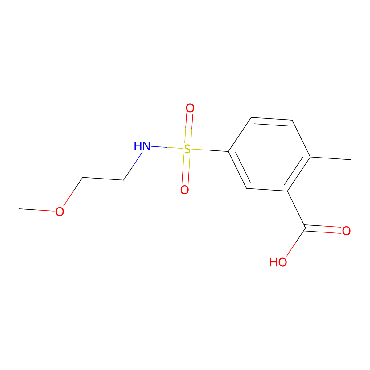 5-[(2-Methoxyethyl)sulfamoyl]-2-methylbenzoic acid molecular structure, CAS 784172-04-9