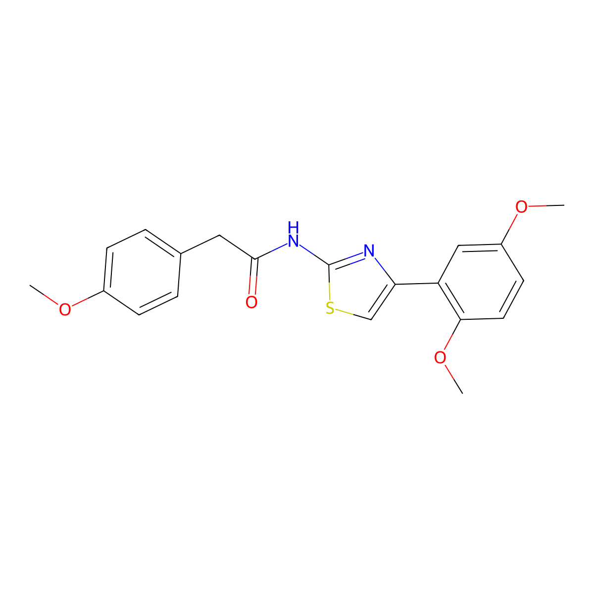 N-[4-(2,5-dimethoxyphenyl)-1,3-thiazol-2-yl]-2-(4-methoxyphenyl)acetamide molecular structure, CAS 784174-16-9