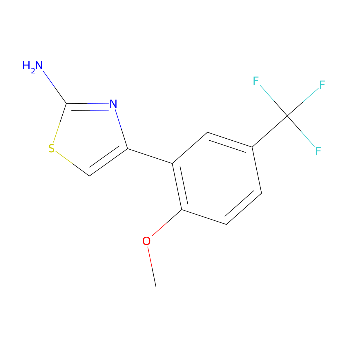 4-[2-Methoxy-5-(trifluoromethyl)phenyl]-1,3-thiazol-2-amine molecular structure, CAS 784177-23-7