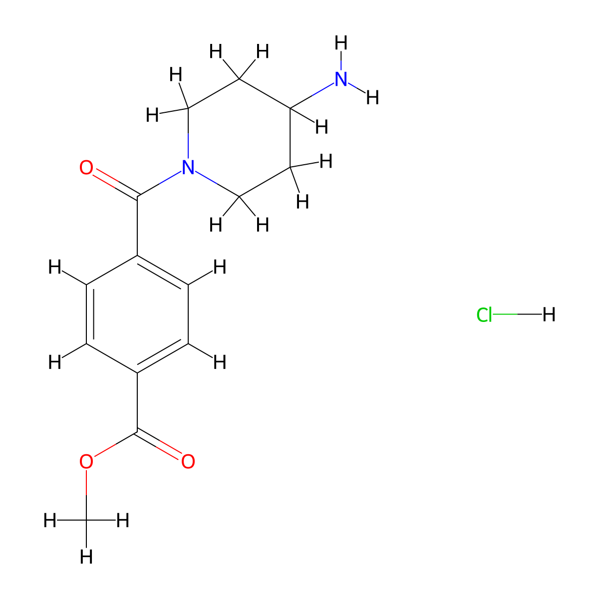 Methyl 4-(4-aminopiperidine-1-carbonyl)benzoate hydrochloride molecular structure, CAS 784177-43-1