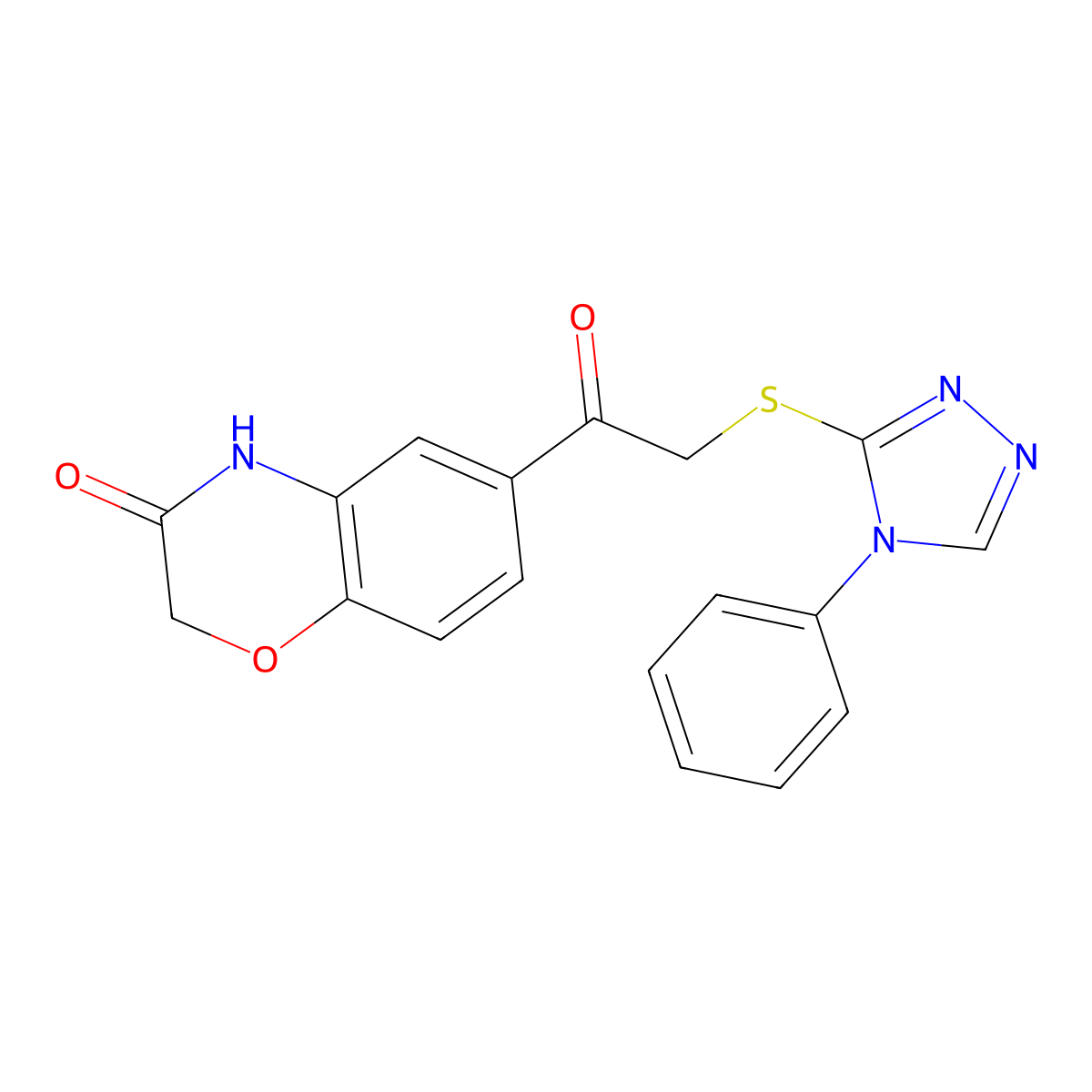 6-{2-[(4-phenyl-4H-1,2,4-triazol-3-yl)sulfanyl]acetyl}-3,4-dihydro-2H-1,4-benzoxazin-3-one molecular structure, CAS 784184-03-8