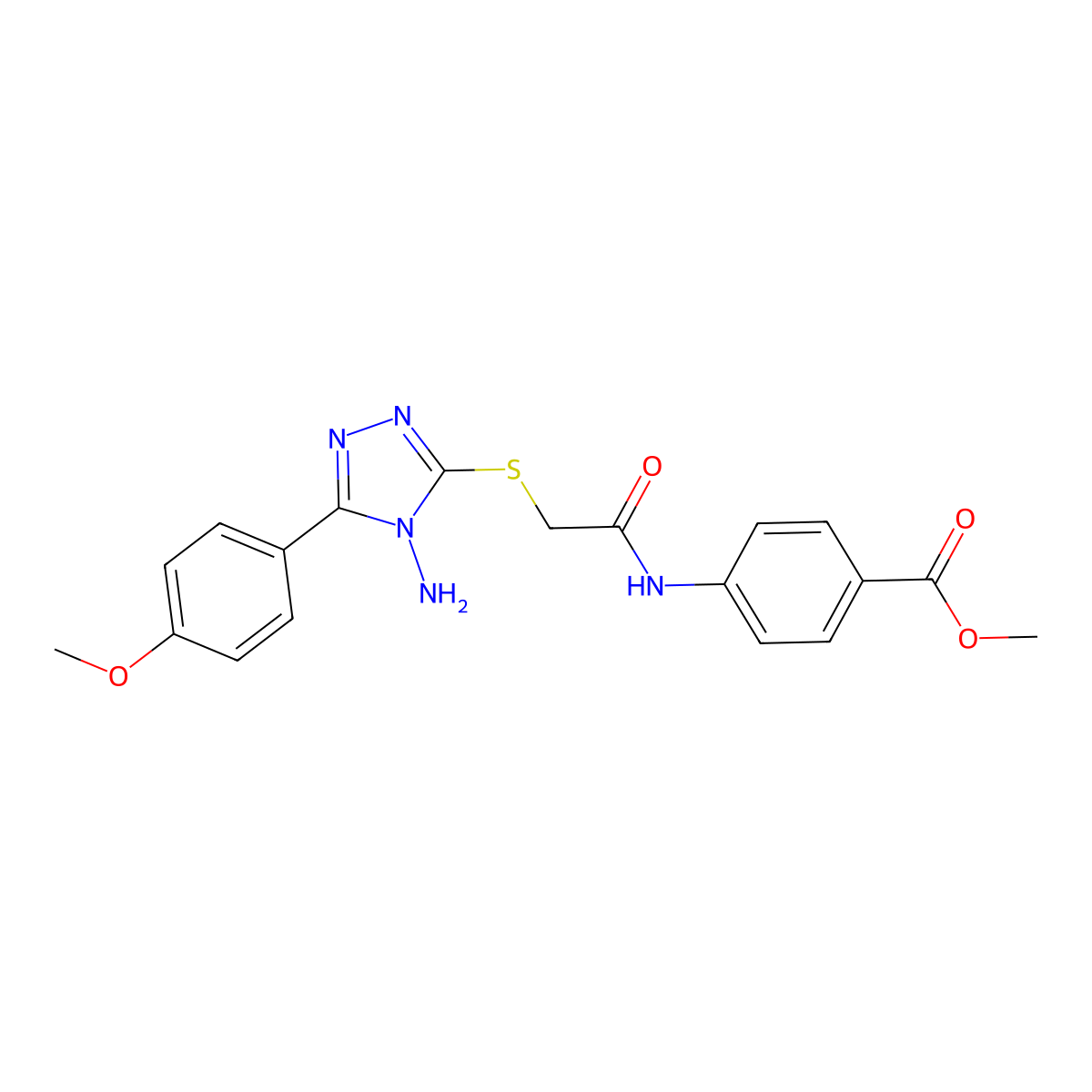 Methyl 4-[[2-[[4-amino-5-(4-methoxyphenyl)-1,2,4-triazol-3-yl]sulfanyl]acetyl]amino]benzoate molecular structure, CAS 784186-87-4
