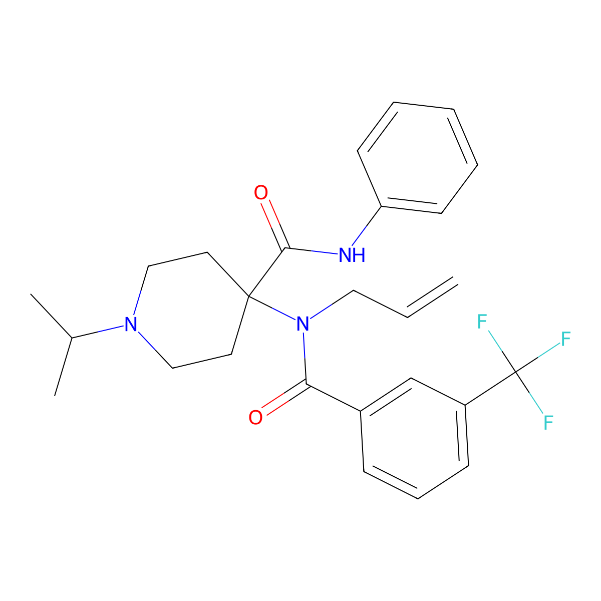 N-phenyl-4-[N-(prop-2-en-1-yl)3-(trifluoromethyl)benzamido]-1-(propan-2-yl)piperidine-4-carboxamide molecular structure, CAS 784188-37-0
