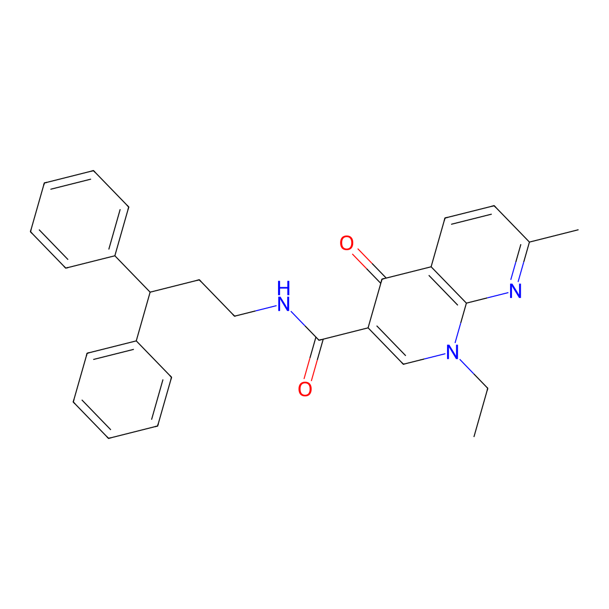 N-(3,3-diphenylpropyl)-1-ethyl-7-methyl-4-oxo-1,4-dihydro-1,8-naphthyridine-3-carboxamide molecular structure, CAS 784188-54-1