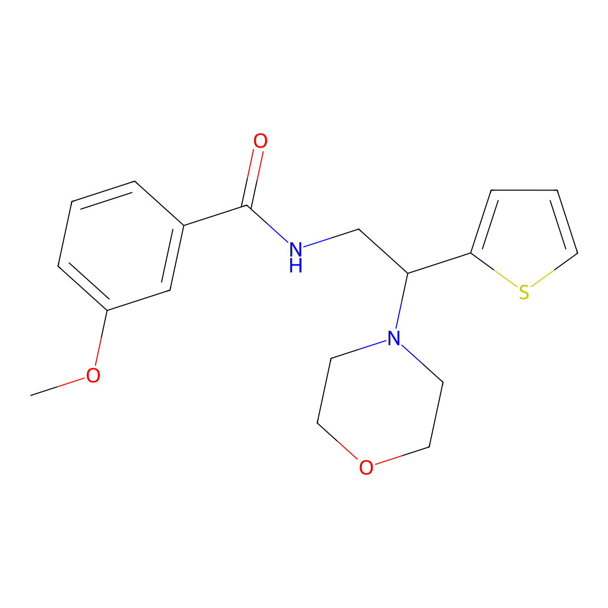 3-methoxy-N-[2-(morpholin-4-yl)-2-(thiophen-2-yl)ethyl]benzamide molecular structure, CAS 784188-86-9