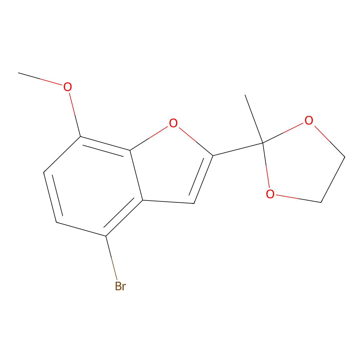 4-Bromo-7-methoxy-2-(2-methyl-1,3-dioxolan-2-yl)-1-benzofuran molecular structure, CAS 784189-79-3