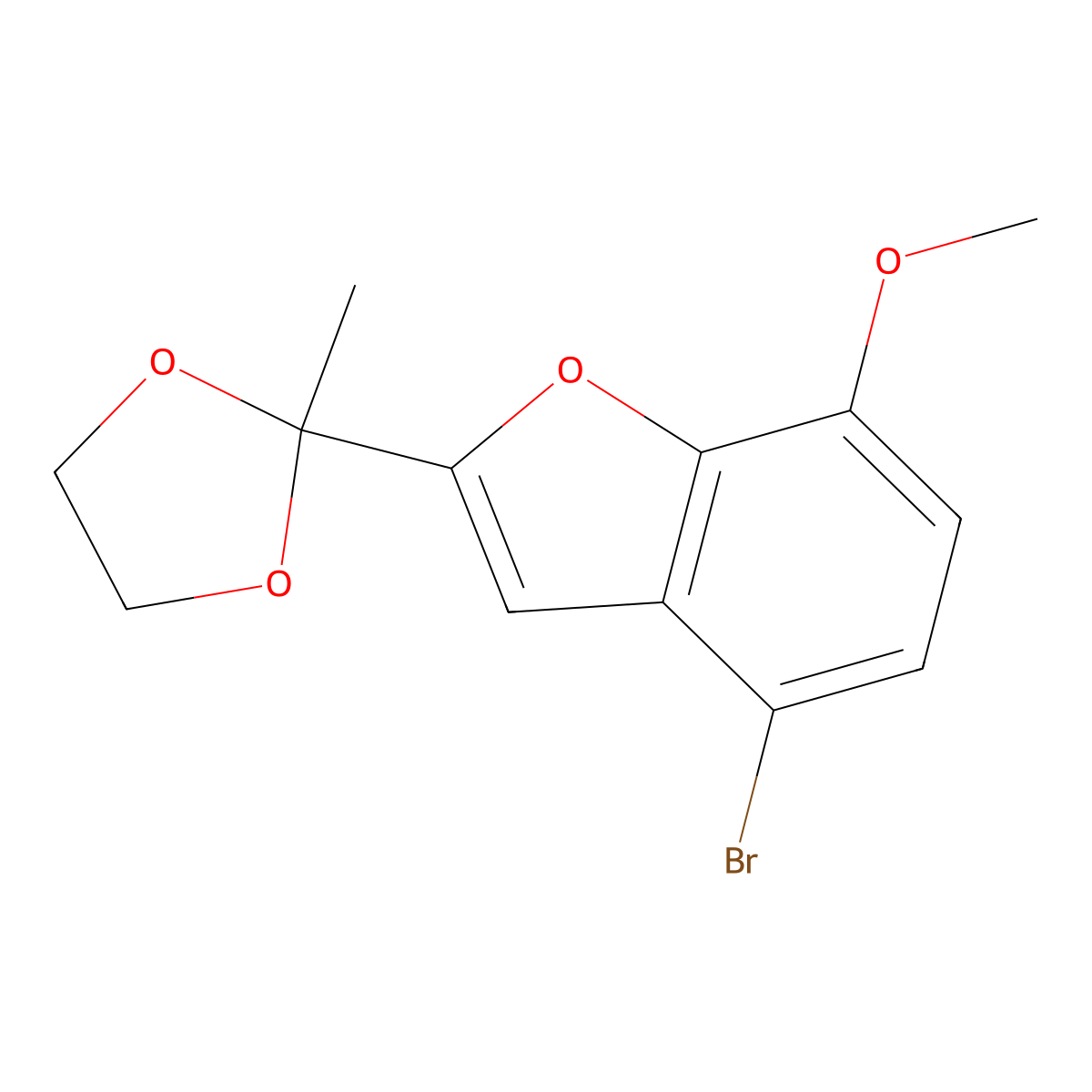 4-Bromo-7-methoxy-2-(2-methyl-1,3-dioxolan-2-yl)-1-benzofuran molecular structure, CAS 784189-79-3