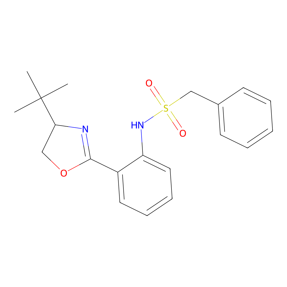 (S)-N-(2-(4-(tert-Butyl)-4,5-dihydrooxazol-2-yl)phenyl)-1-phenylmethanesulfonamide molecular structure, CAS 784194-02-1