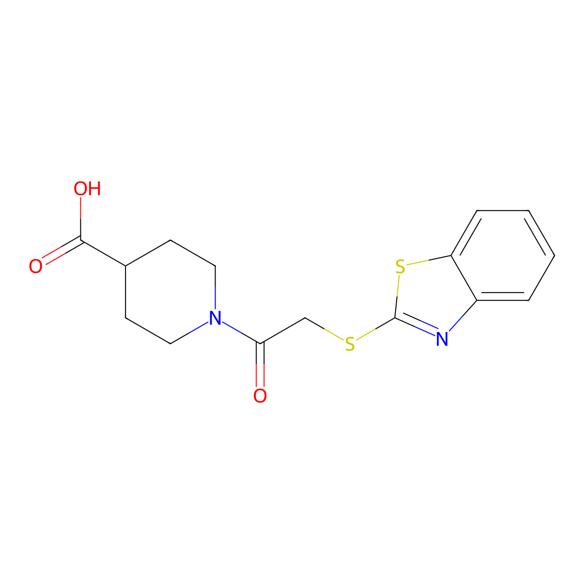 1-[2-(1,3-Benzothiazol-2-ylsulfanyl)acetyl]piperidine-4-carboxylic acid molecular structure, CAS 784195-75-1