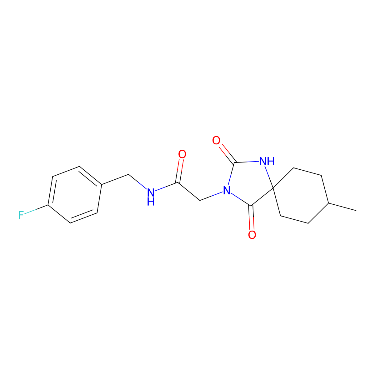 N-(4-fluorobenzyl)-2-(8-methyl-2,4-dioxo-1,3-diazaspiro[4.5]dec-3-yl)acetamide molecular structure, CAS 784197-76-8