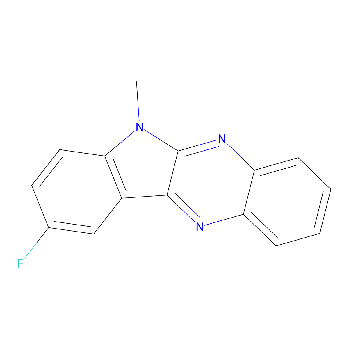 9-Fluoro-6-methyl-6H-indolo[2,3-b]quinoxaline molecular structure, CAS 78423-82-2