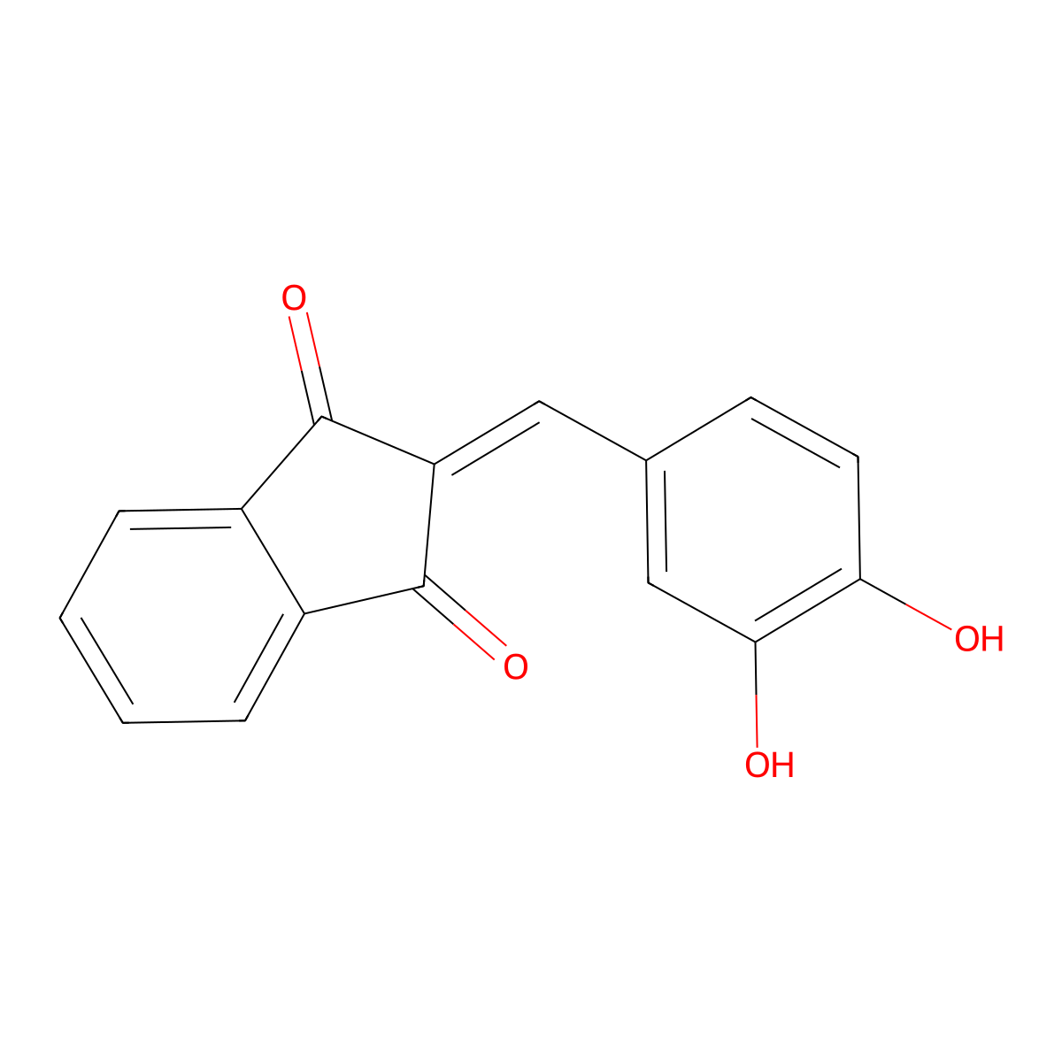2-(3,4-Dihydroxybenzylidene)-1h-indene-1,3(2h)-dione molecular structure, CAS 78426-09-2