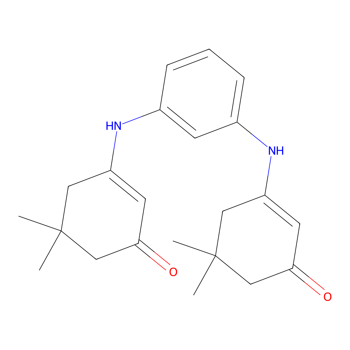 3-((3-((5,5-Dimethyl-3-oxocyclohex-1-enyl)amino)phenyl)amino)-5,5-dimethylcyclohex-2-EN-1-one molecular structure, CAS 78431-56-8