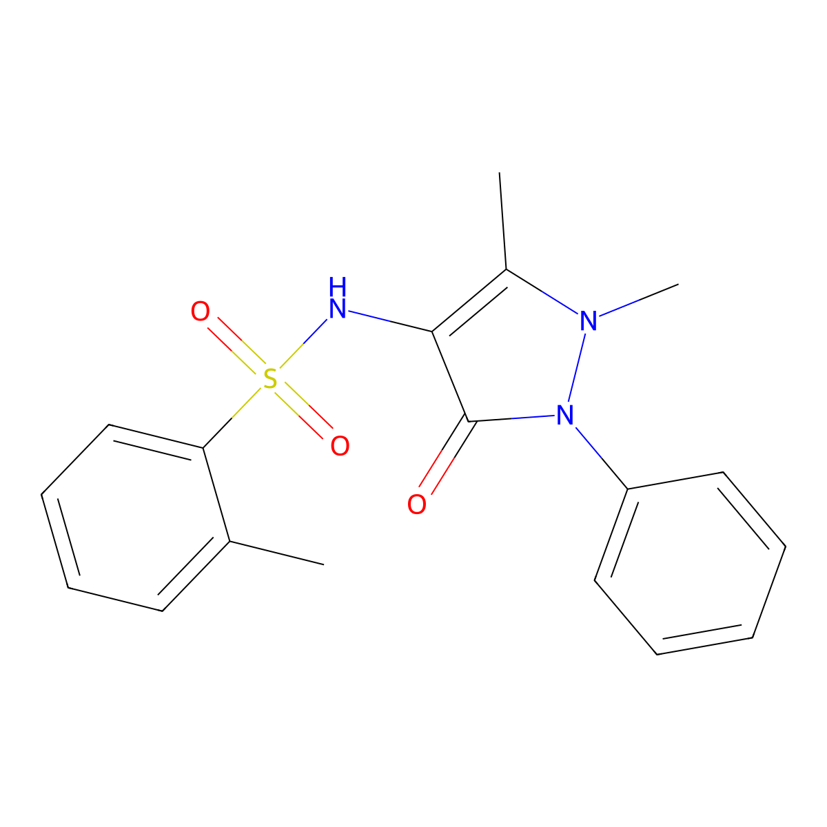 N-(1,5-dimethyl-3-oxo-2-phenylpyrazol-4-yl)-2-methylbenzenesulfonamide molecular structure, CAS 78439-88-0