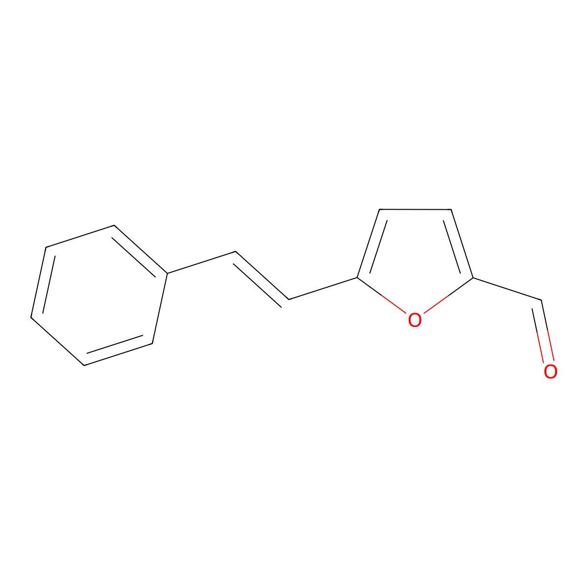 2-Furancarboxaldehyde, 5-(2-phenylethenyl)-, (E)- molecular structure, CAS 78443-36-4