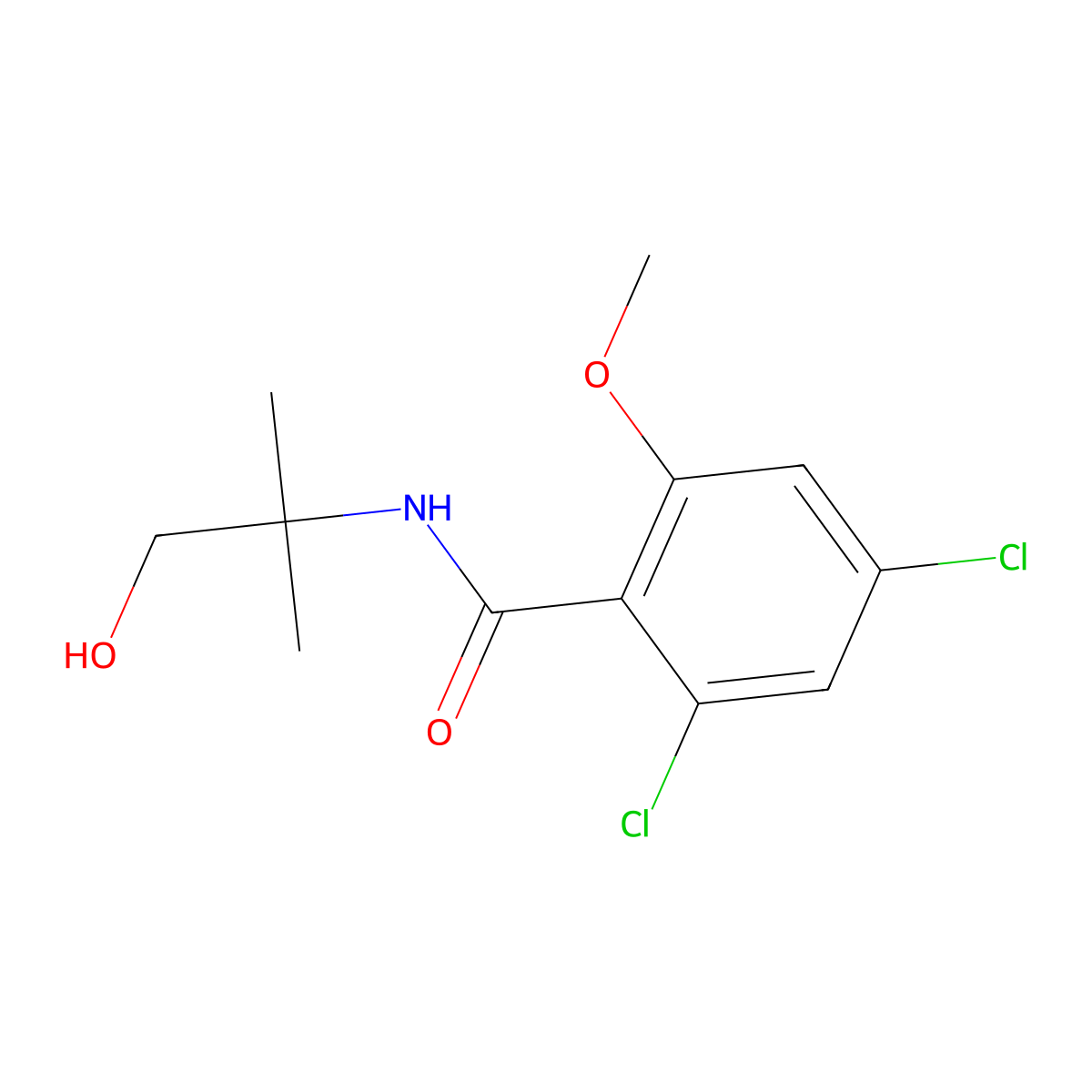 2,4-dichloro-N-(1-hydroxy-2-methylpropan-2-yl)-6-methoxybenzamide molecular structure, CAS 78444-53-8
