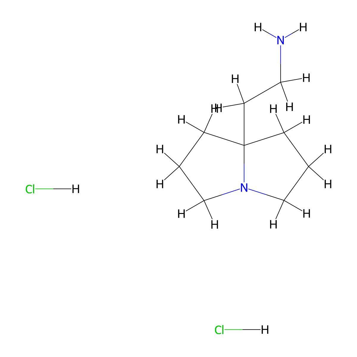 2-(hexahydro-1H-pyrrolizin-7a-yl)ethan-1-amine dihydrochloride molecular structure, CAS 78449-85-1